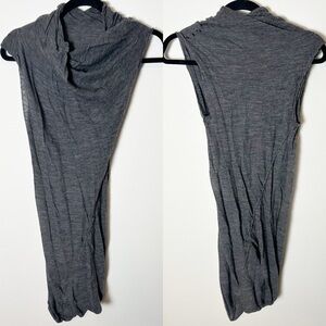 Rick Owens Style Wool Wrap Tube Twist Draped Dress Distressed Charcoal Grey S